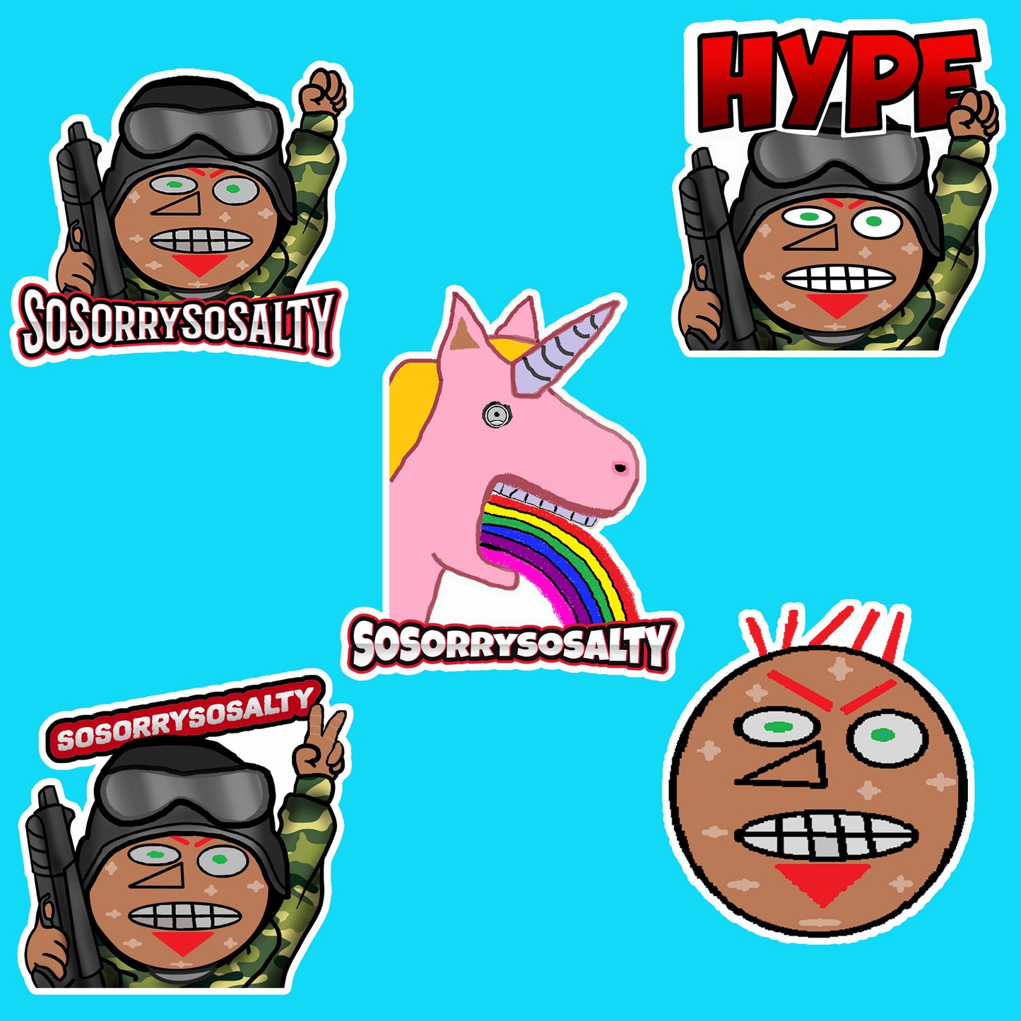 SoSorrySoSalty 5 Sticker Pack 2x2"